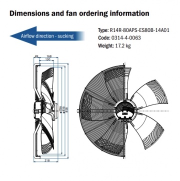 Ventilator axial Hidria R14R-80APS-ES80B-14A01 (800 mm)